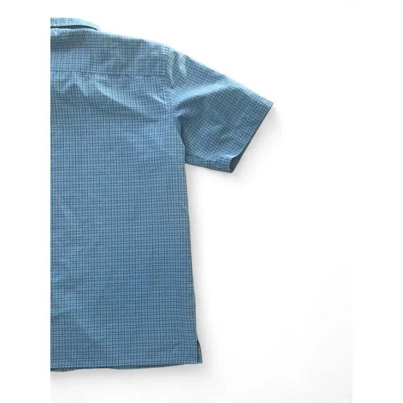 Eddie Bauer Sport Men's Button Down Polo Short Sleeve Blue Plaid Size Medium - Picture 9 of 11